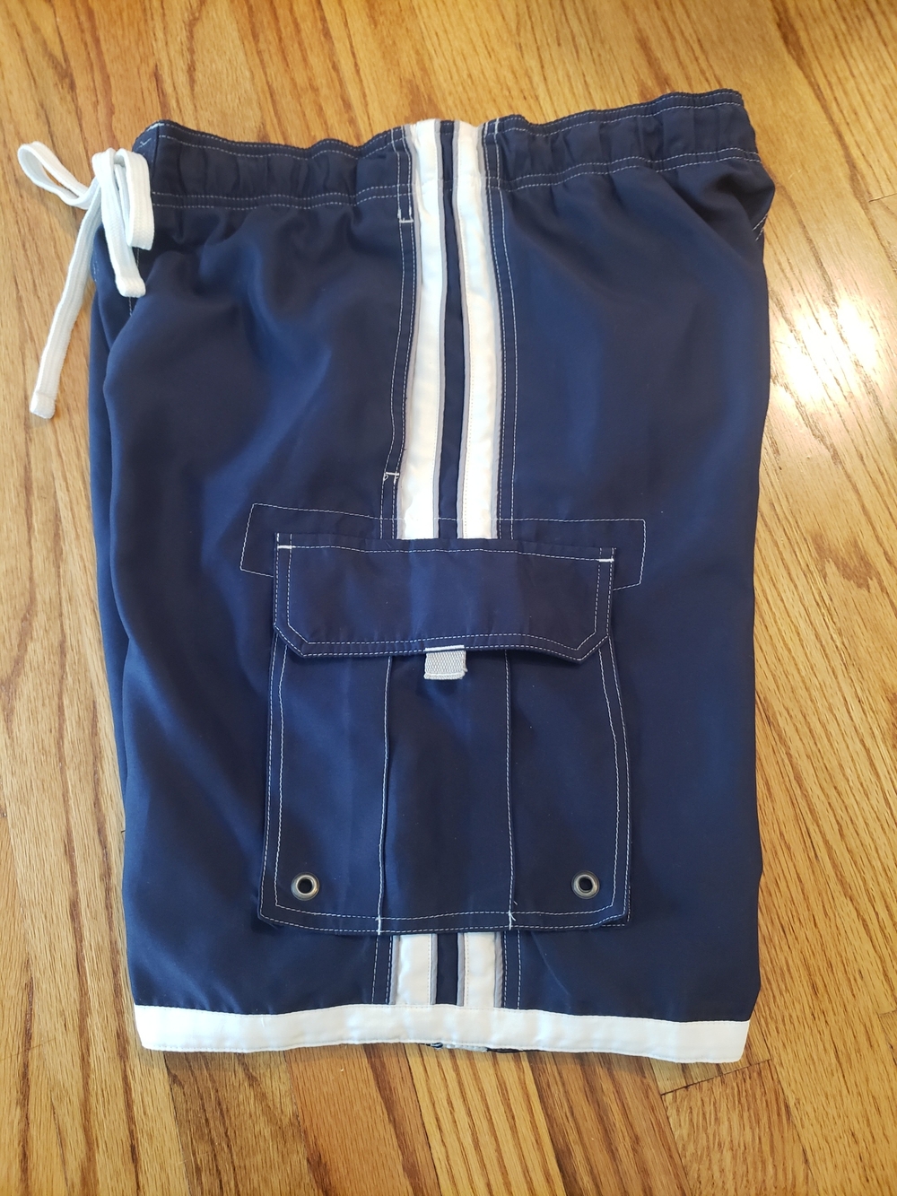 Sonoma Navy Cargo Swim Trunks with White & Gray Trim Size: S